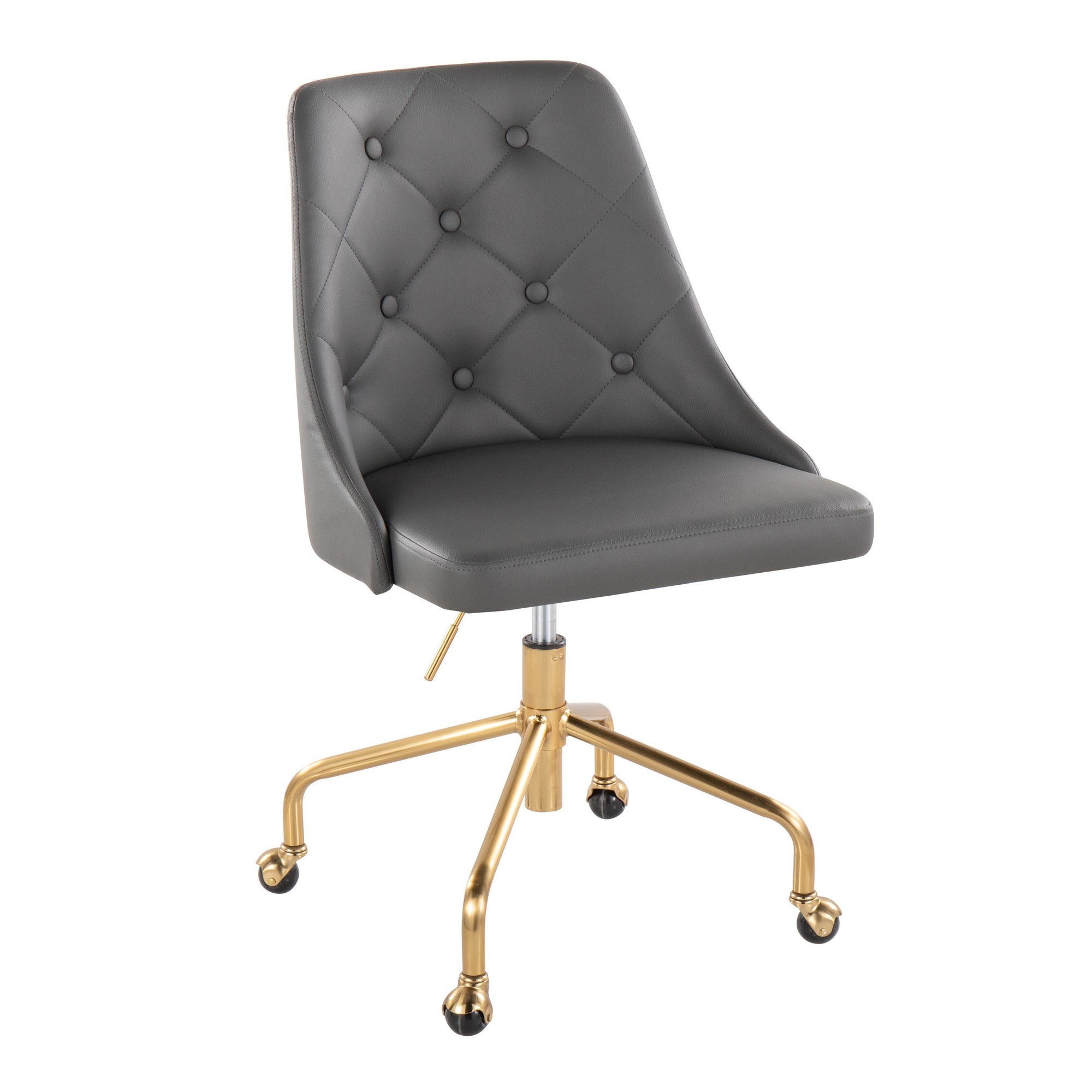 Marche Grey Faux Leather Gold Metal Contemporary Office Chair 3 Marche Grey Faux Leather Gold Metal Contemporary Office Chair - Image 3