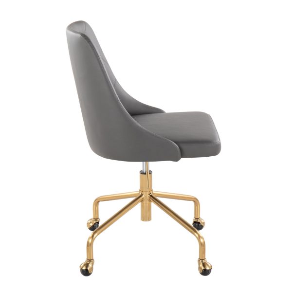 Marche Grey Faux Leather Gold Metal Contemporary Office Chair 3