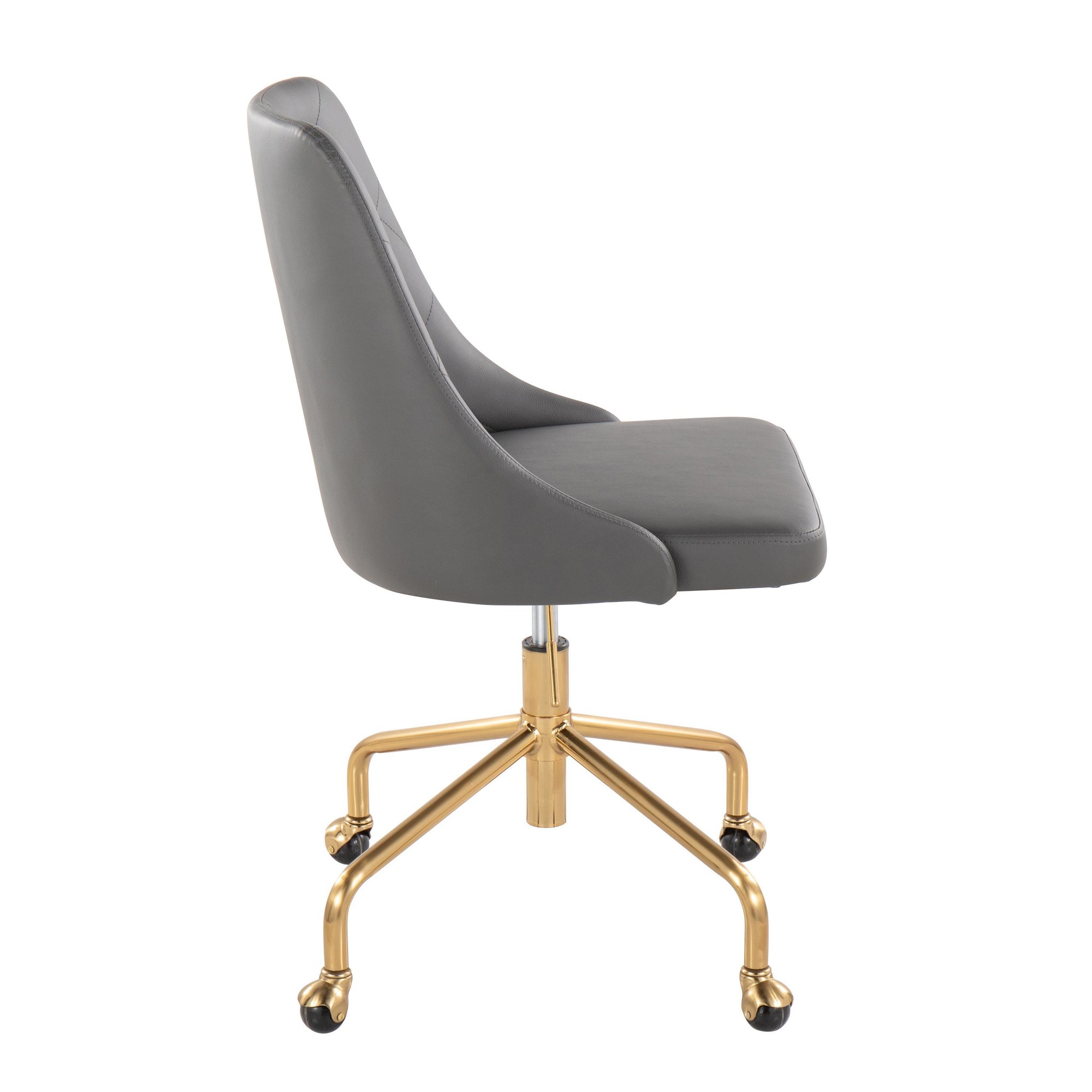 Marche Grey Faux Leather Gold Metal Contemporary Office Chair 4 Marche Grey Faux Leather Gold Metal Contemporary Office Chair - Image 4