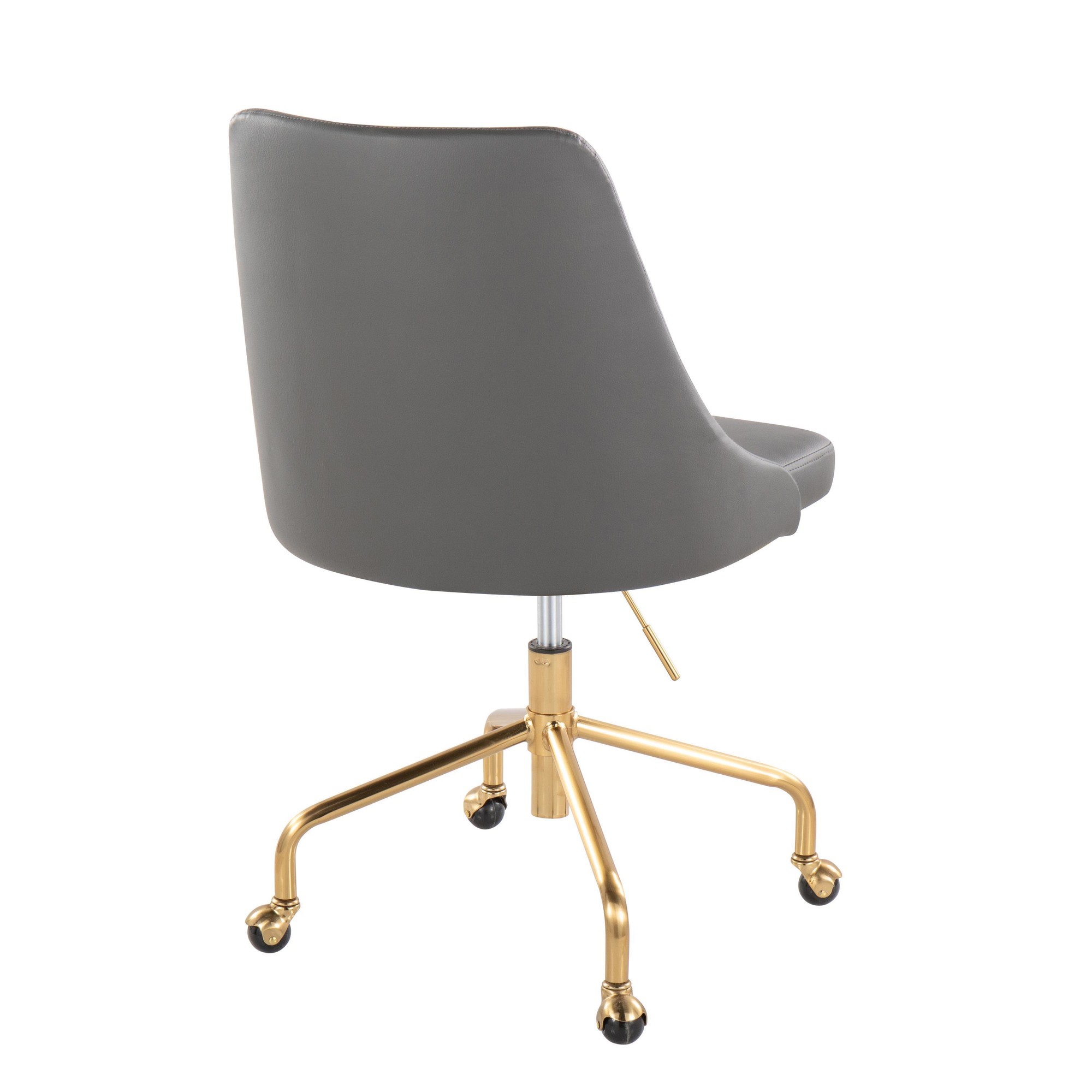 Marche Grey Faux Leather Gold Metal Contemporary Office Chair 7 Marche Grey Faux Leather Gold Metal Contemporary Office Chair - Image 7