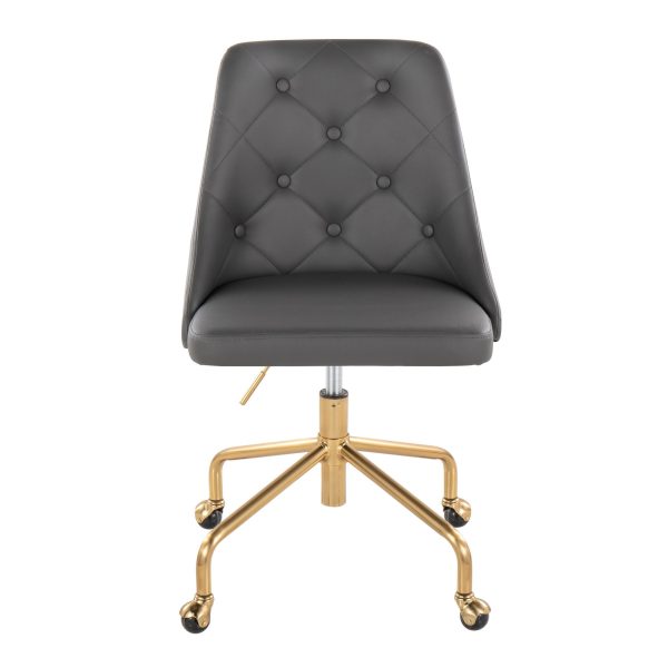 Marche Grey Faux Leather Gold Metal Contemporary Office Chair 7