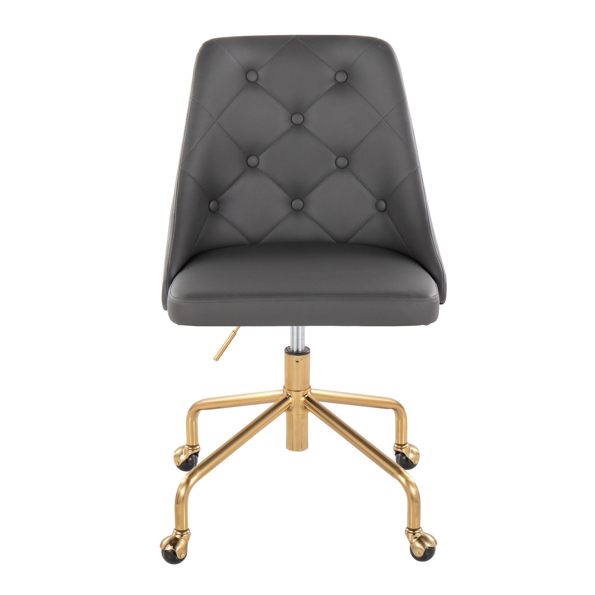 Marche Grey Faux Leather Gold Metal Contemporary Office Chair 8 Marche Grey Faux Leather Gold Metal Contemporary Office Chair - Image 8