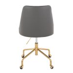 Marche Grey Faux Leather Gold Metal Contemporary Office Chair 22 Marche Grey Faux Leather Gold Metal Contemporary Office Chair