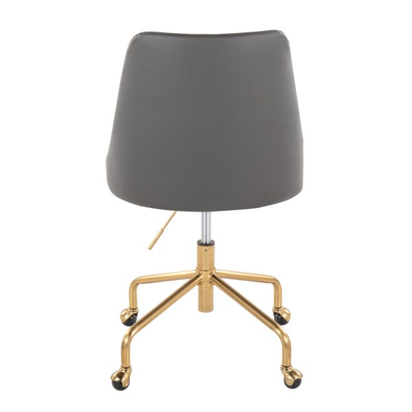 Marche Grey Faux Leather Gold Metal Contemporary Office Chair 9