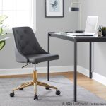Marche Grey Faux Leather Gold Metal Contemporary Swivel Task Chair 10 Marche Grey Faux Leather Gold Metal Contemporary Swivel Task Chair