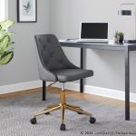 Marche Grey Faux Leather Gold Metal Contemporary Swivel Task Chair 9 Marche Grey Faux Leather Gold Metal Contemporary Swivel Task Chair