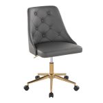 Marche Grey Faux Leather Gold Metal Contemporary Swivel Task Chair 11 Marche Grey Faux Leather Gold Metal Contemporary Swivel Task Chair