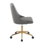 Marche Grey Faux Leather Gold Metal Contemporary Swivel Task Chair 12 Marche Grey Faux Leather Gold Metal Contemporary Swivel Task Chair