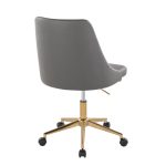 Marche Grey Faux Leather Gold Metal Contemporary Swivel Task Chair 13 Marche Grey Faux Leather Gold Metal Contemporary Swivel Task Chair