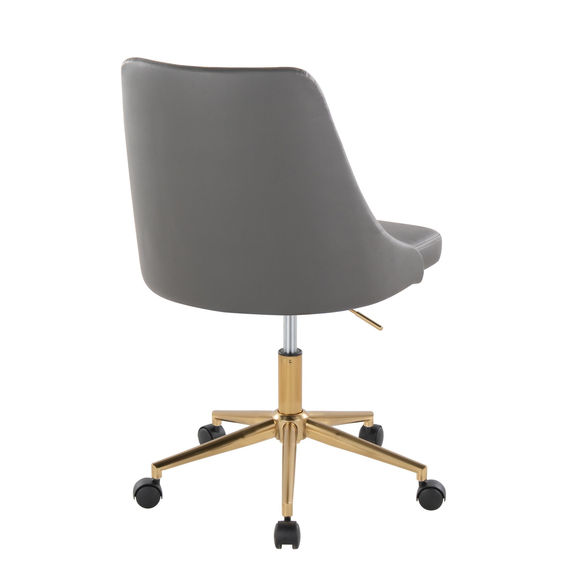 Marche Grey Faux Leather Gold Metal Contemporary Swivel Task Chair 5 Marche Grey Faux Leather Gold Metal Contemporary Swivel Task Chair - Image 5