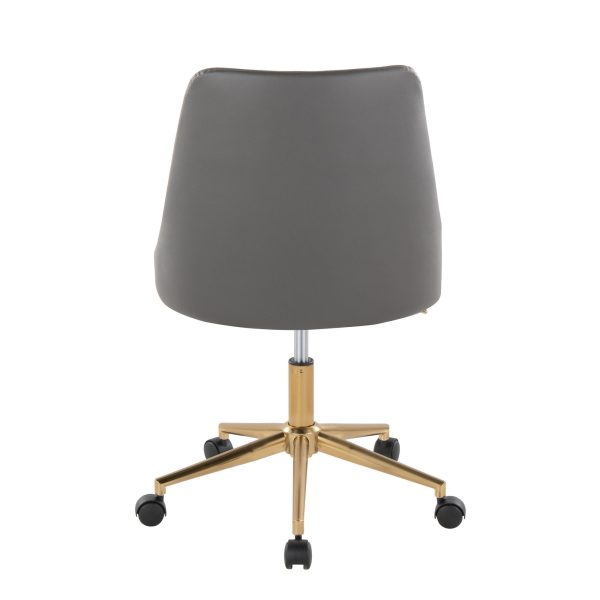 Marche Grey Faux Leather Gold Metal Contemporary Swivel Task Chair 5