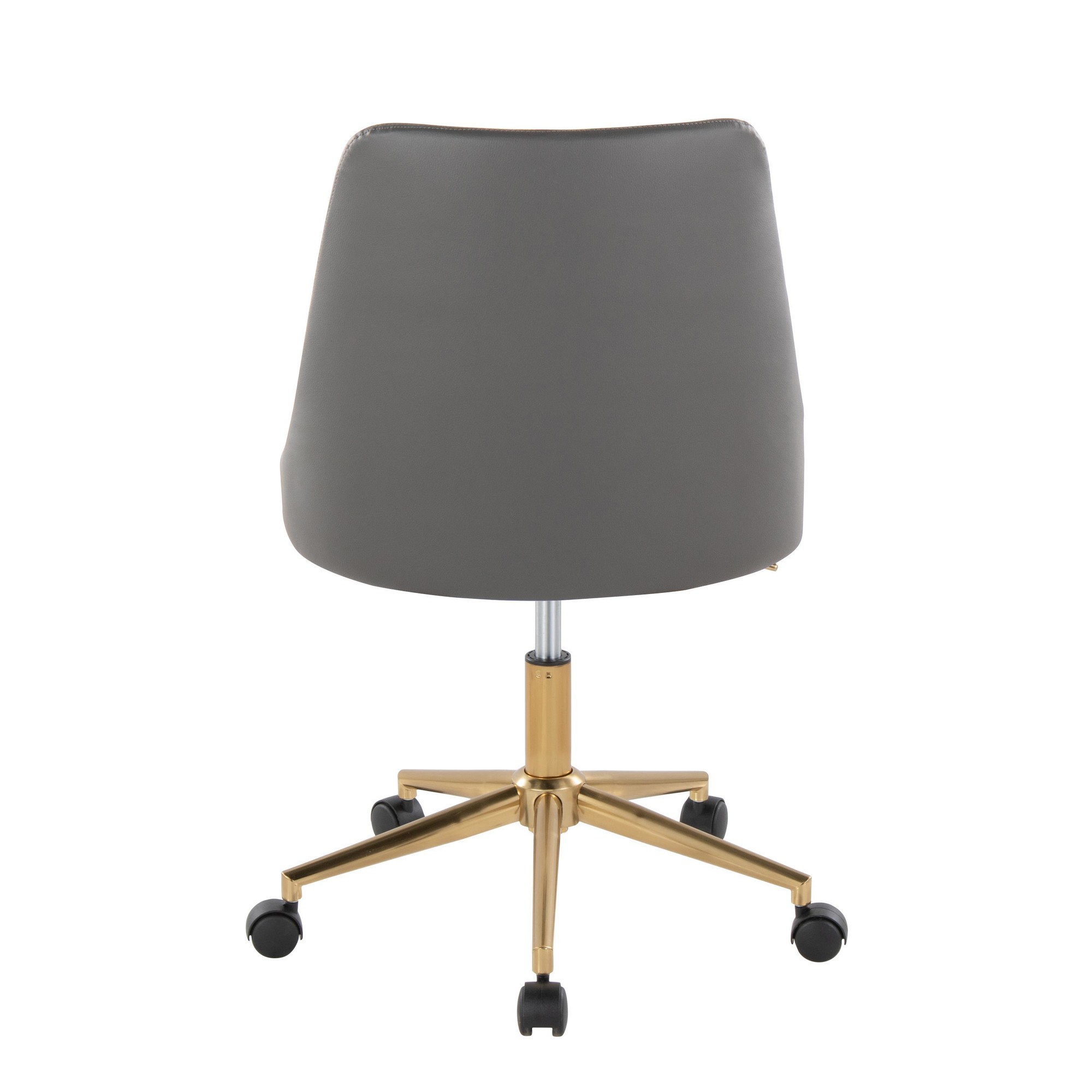 Marche Grey Faux Leather Gold Metal Contemporary Swivel Task Chair 6 Marche Grey Faux Leather Gold Metal Contemporary Swivel Task Chair - Image 6