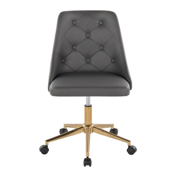 Marche Grey Faux Leather Gold Metal Contemporary Swivel Task Chair 6