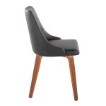Marche Walnut Wood Black Faux Leather Contemporary Dining Chairs (Set of 2) 12 Marche Walnut Wood Black Faux Leather Contemporary Dining Chairs (Set of 2)