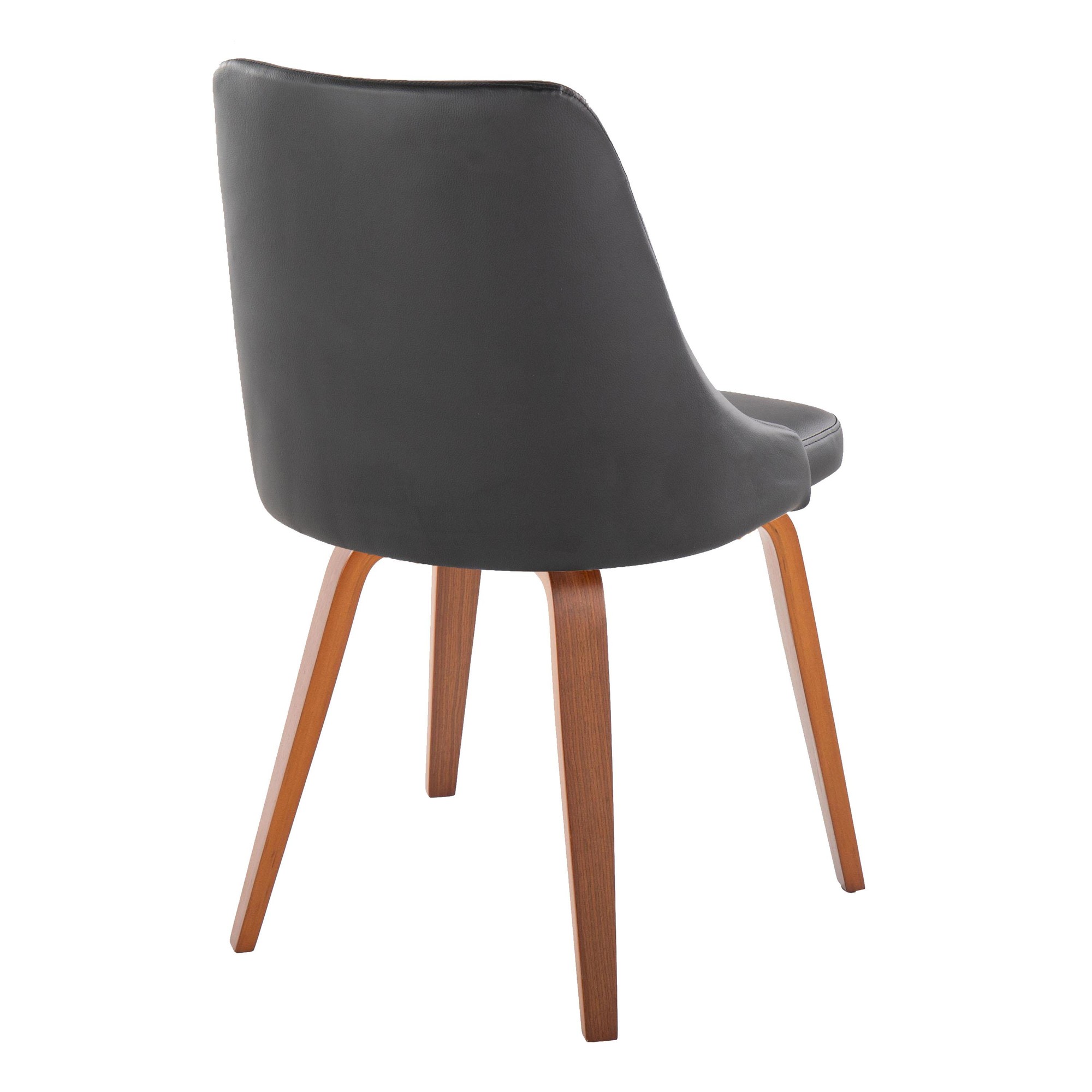 Marche Walnut Wood Black Faux Leather Contemporary Dining Chairs (Set of 2) 5 Marche Walnut Wood Black Faux Leather Contemporary Dining Chairs (Set of 2) - Image 5