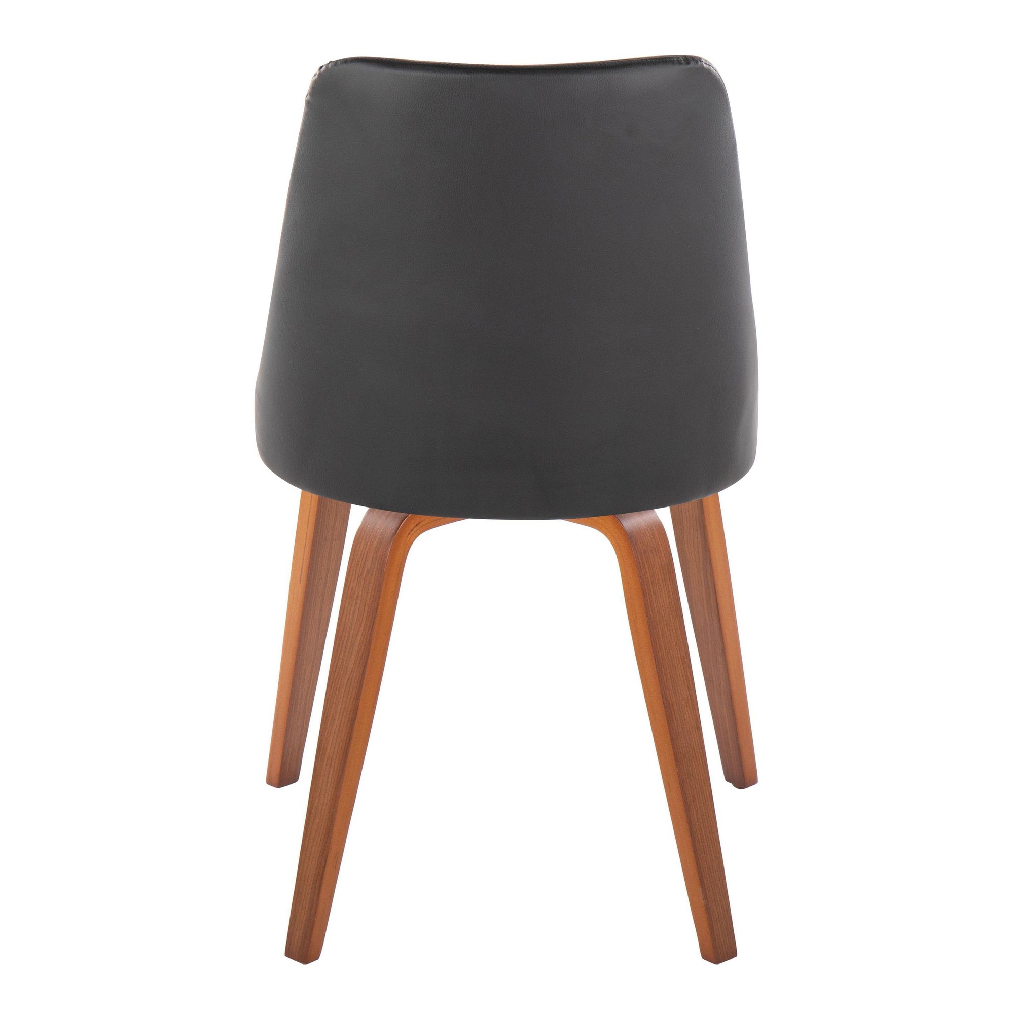 Marche Walnut Wood Black Faux Leather Contemporary Dining Chairs (Set of 2) 6 Marche Walnut Wood Black Faux Leather Contemporary Dining Chairs (Set of 2) - Image 6