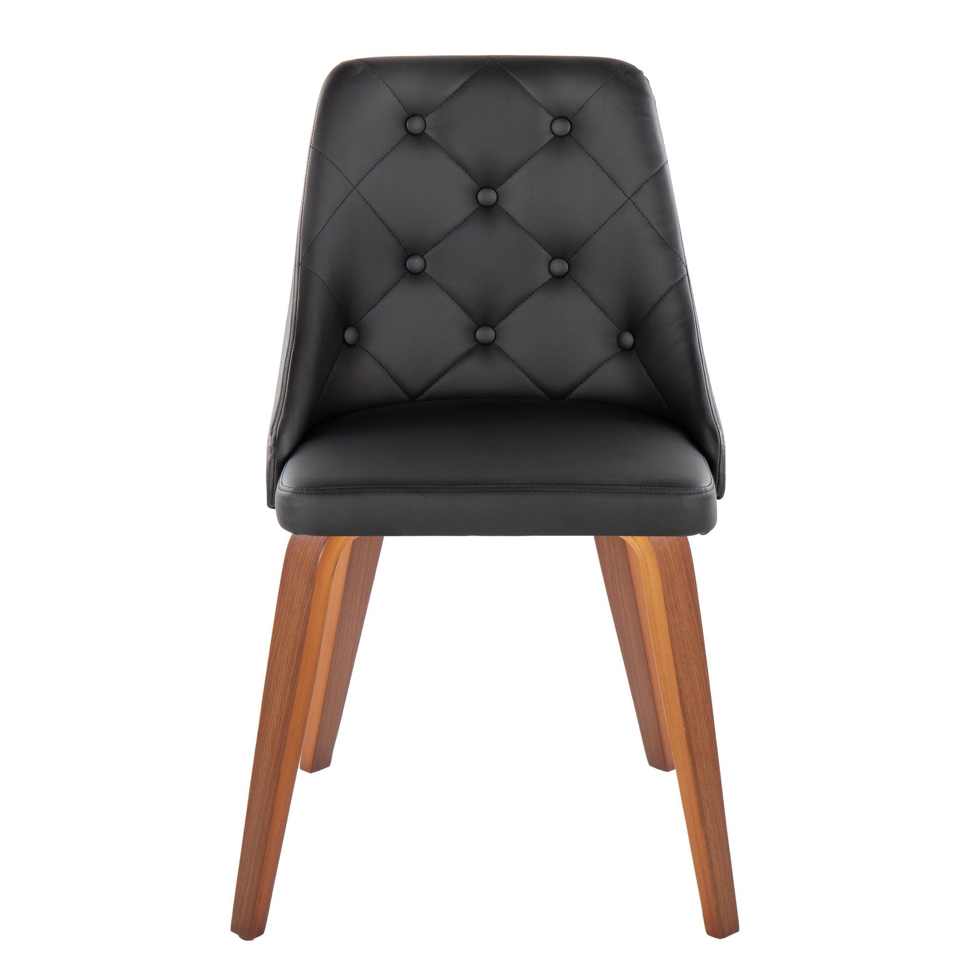 Marche Walnut Wood Black Faux Leather Contemporary Dining Chairs (Set of 2) 7 Marche Walnut Wood Black Faux Leather Contemporary Dining Chairs (Set of 2) - Image 7