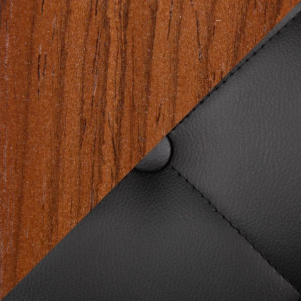 Marche Walnut Wood Black Faux Leather Contemporary Dining Chairs Set of 2 7