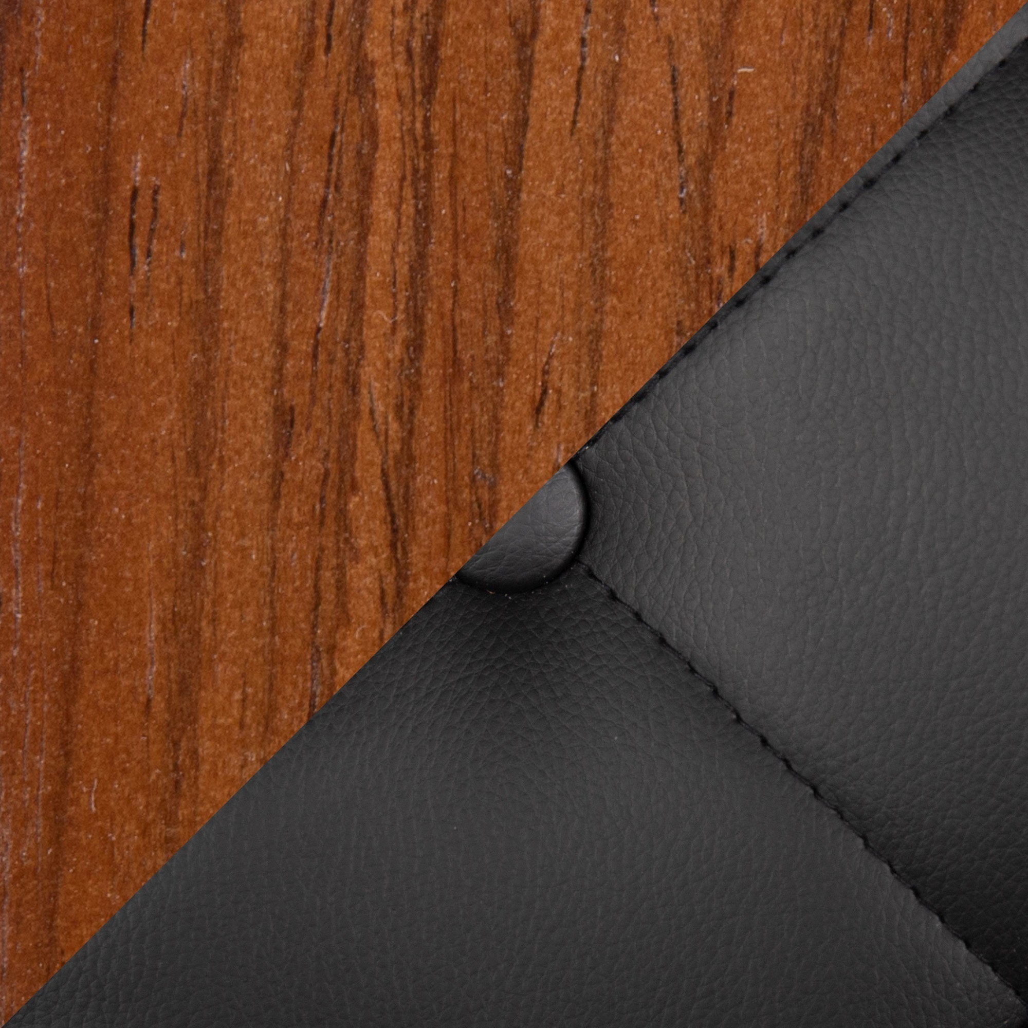 Marche Walnut Wood Black Faux Leather Contemporary Dining Chairs (Set of 2) 8 Marche Walnut Wood Black Faux Leather Contemporary Dining Chairs (Set of 2) - Image 8