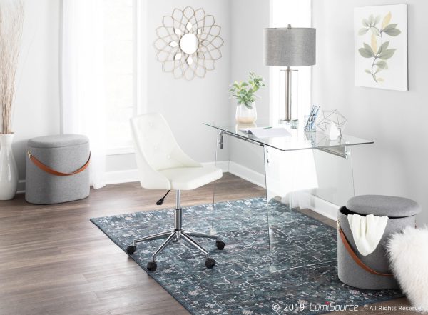 Marche White Faux Leather Contemporary Adjustable Swivel Office Chair 3