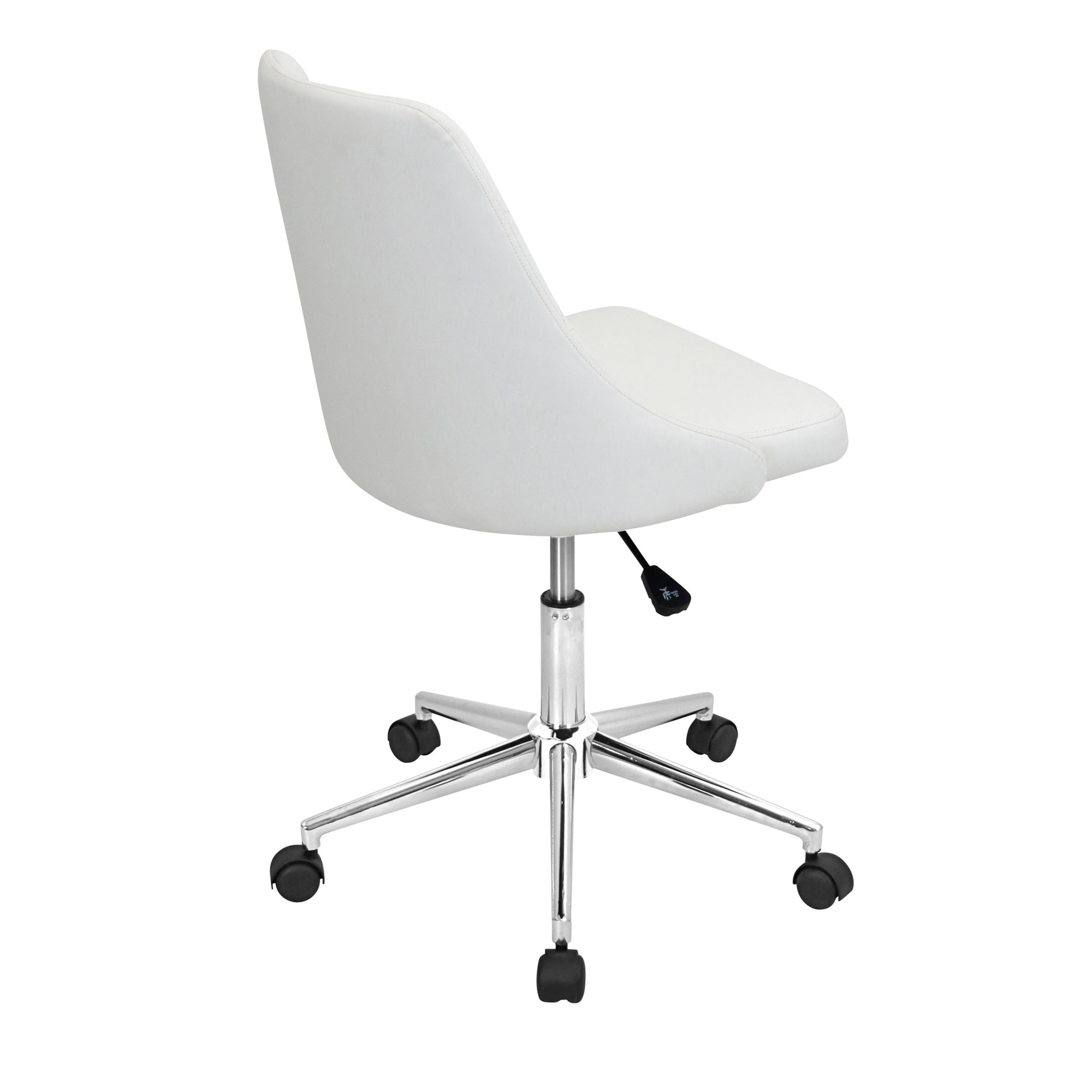 Marche White Faux Leather Contemporary Adjustable Swivel Office Chair 6 Marche White Faux Leather Contemporary Adjustable Swivel Office Chair - Image 6