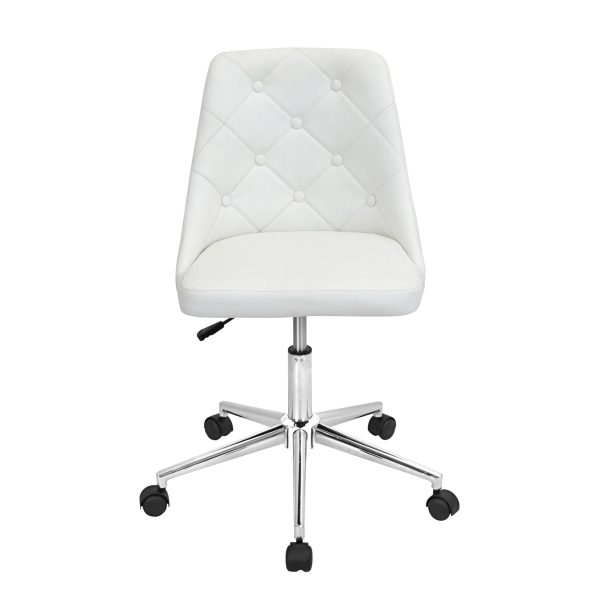 Marche White Faux Leather Contemporary Adjustable Swivel Office Chair 7