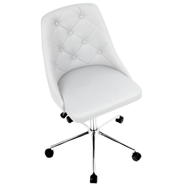 Marche White Faux Leather Contemporary Adjustable Swivel Office Chair 8