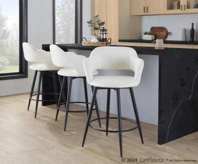 Margarite 26 Contemporary Black Cream Swivel Counter Stools (Set of 2)