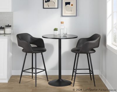 Margarite 26 Contemporary Grey Faux Leather Counter Stools (Set of 2)