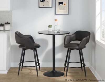 Margarite 26 Contemporary Grey Faux Leather Swivel Stools (Set of 2)