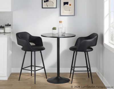 Margarite 26-Inch Black Faux Leather Contemporary Counter Stools (Set of 2)