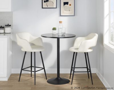 Margarite 26-Inch Black Metal Cream Contemporary Counter Stools (Set of 2)
