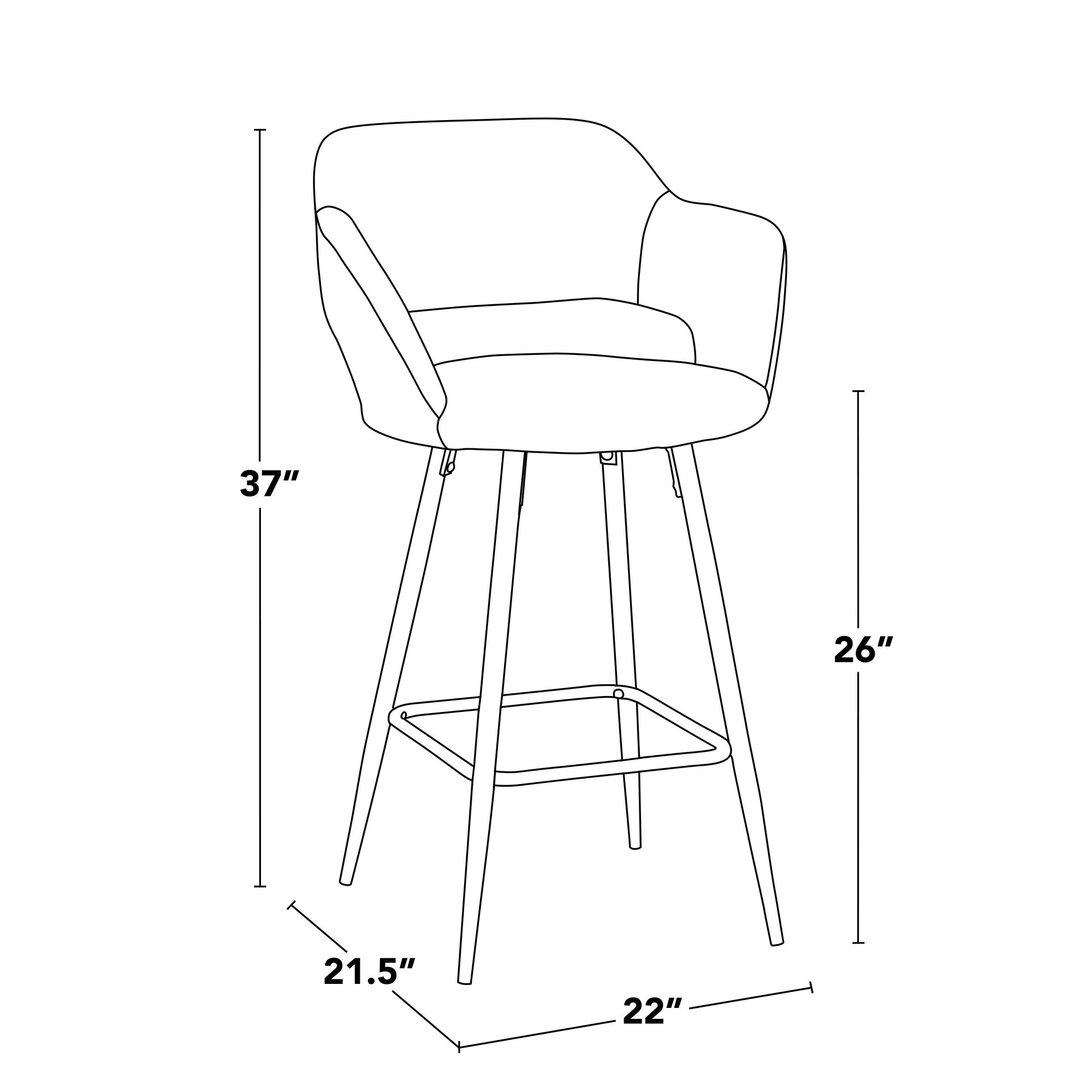 Margarite 26-Inch Black Metal Grey Faux Leather Contemporary Counter Stools (Set of 2) 11 Margarite 26-Inch Black Metal Grey Faux Leather Contemporary Counter Stools (Set of 2) - Image 11