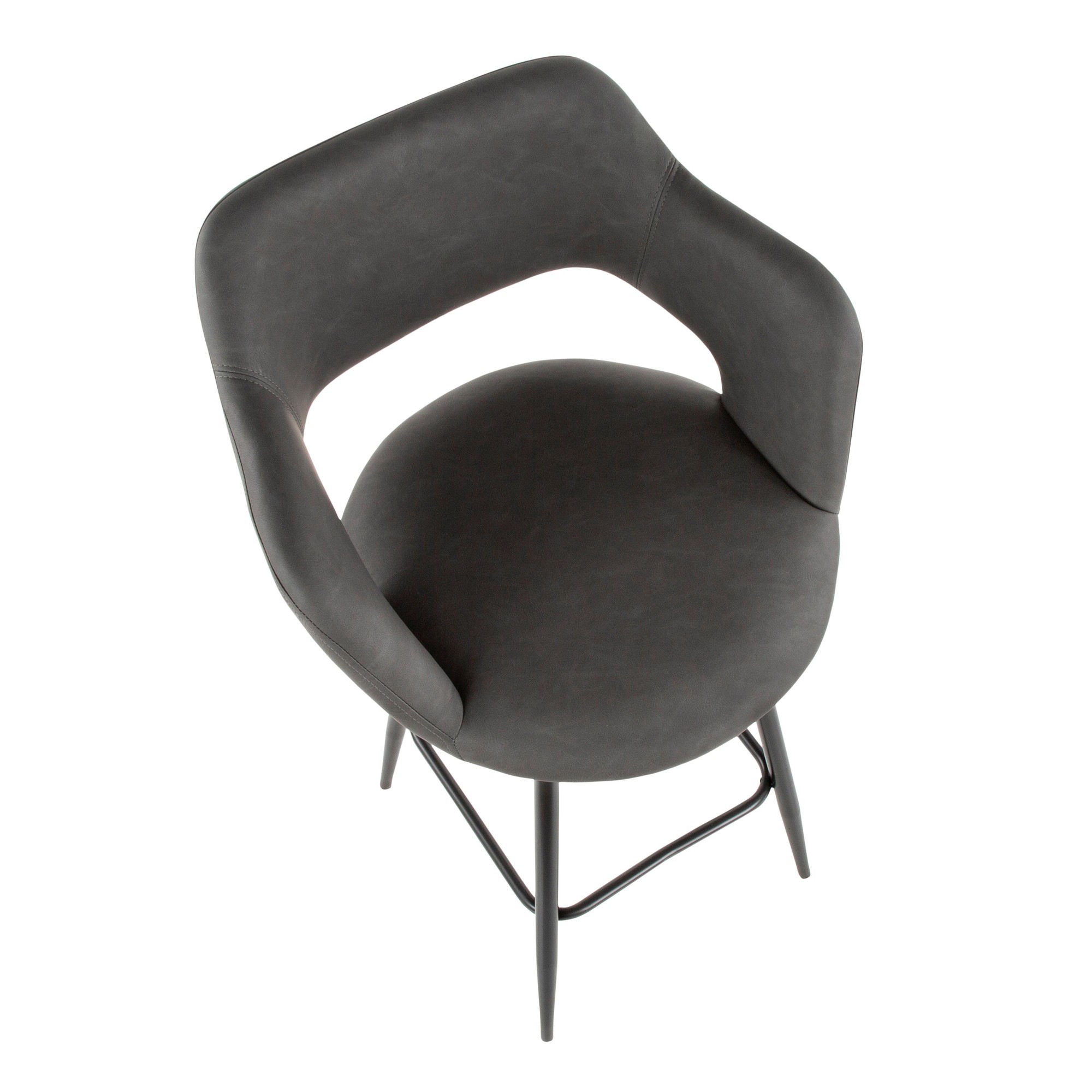 Margarite 26-Inch Black Metal Grey Faux Leather Contemporary Counter Stools (Set of 2) 10 Margarite 26-Inch Black Metal Grey Faux Leather Contemporary Counter Stools (Set of 2) - Image 10