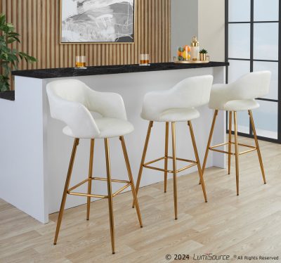 Margarite 30 Contemporary Gold and Cream Barstools (Set of 2)