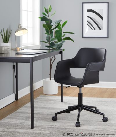 Margarite Black Contemporary Faux Leather Swivel Task Chair