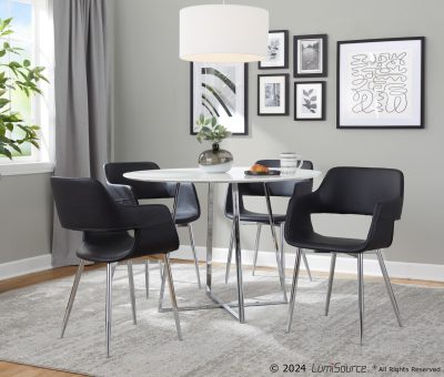 Margarite Black Faux Leather Chrome Contemporary Dining Chairs (Set of 2)