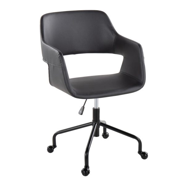 Margarite Black Faux Leather Contemporary Adjustable Office Chair