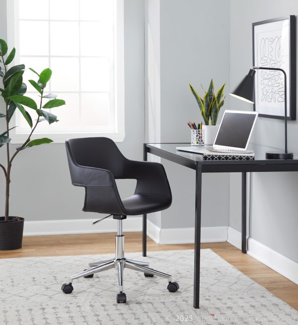Margarite Black Faux Leather Contemporary Chrome Task Chair 1