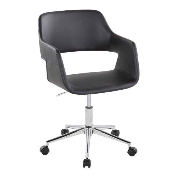 Margarite Black Faux Leather Contemporary Chrome Task Chair 2