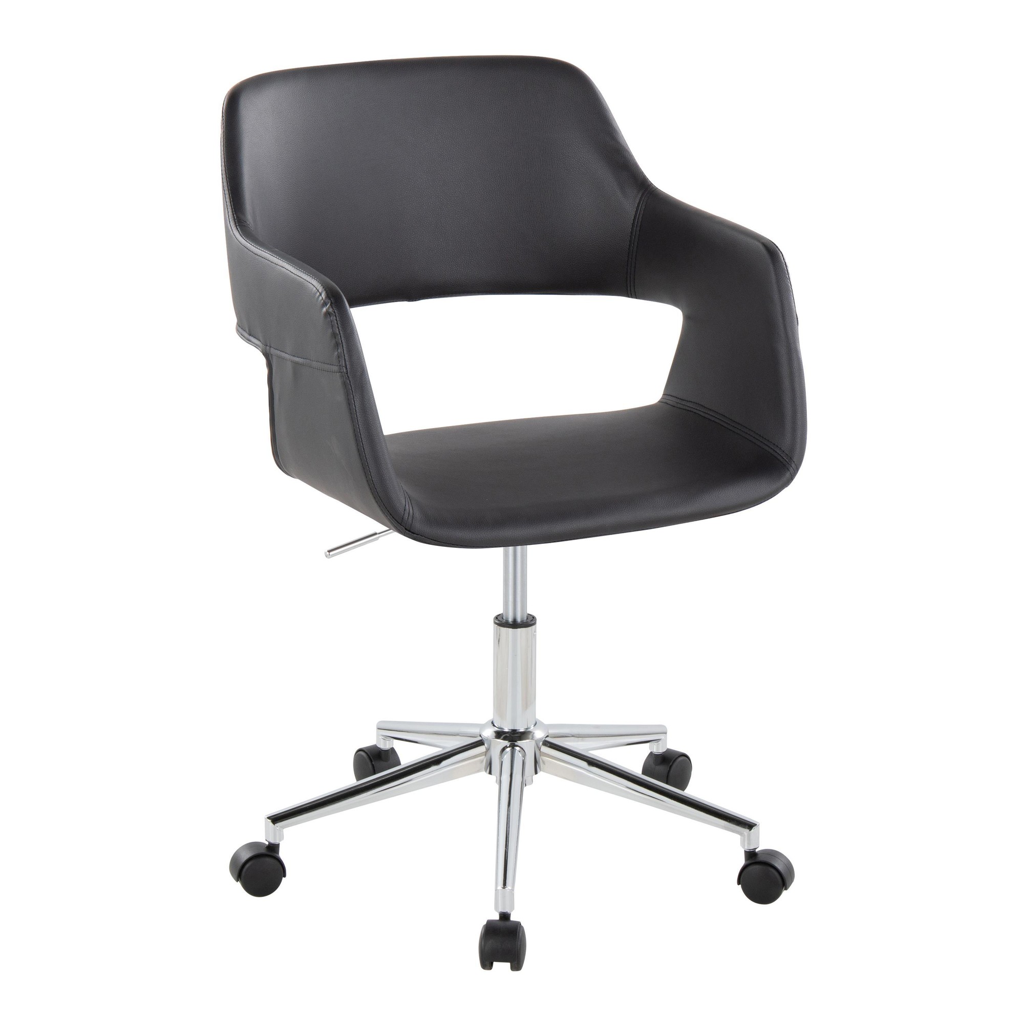 Margarite Black Faux Leather Contemporary Chrome Task Chair 3 Margarite Black Faux Leather Contemporary Chrome Task Chair - Image 3