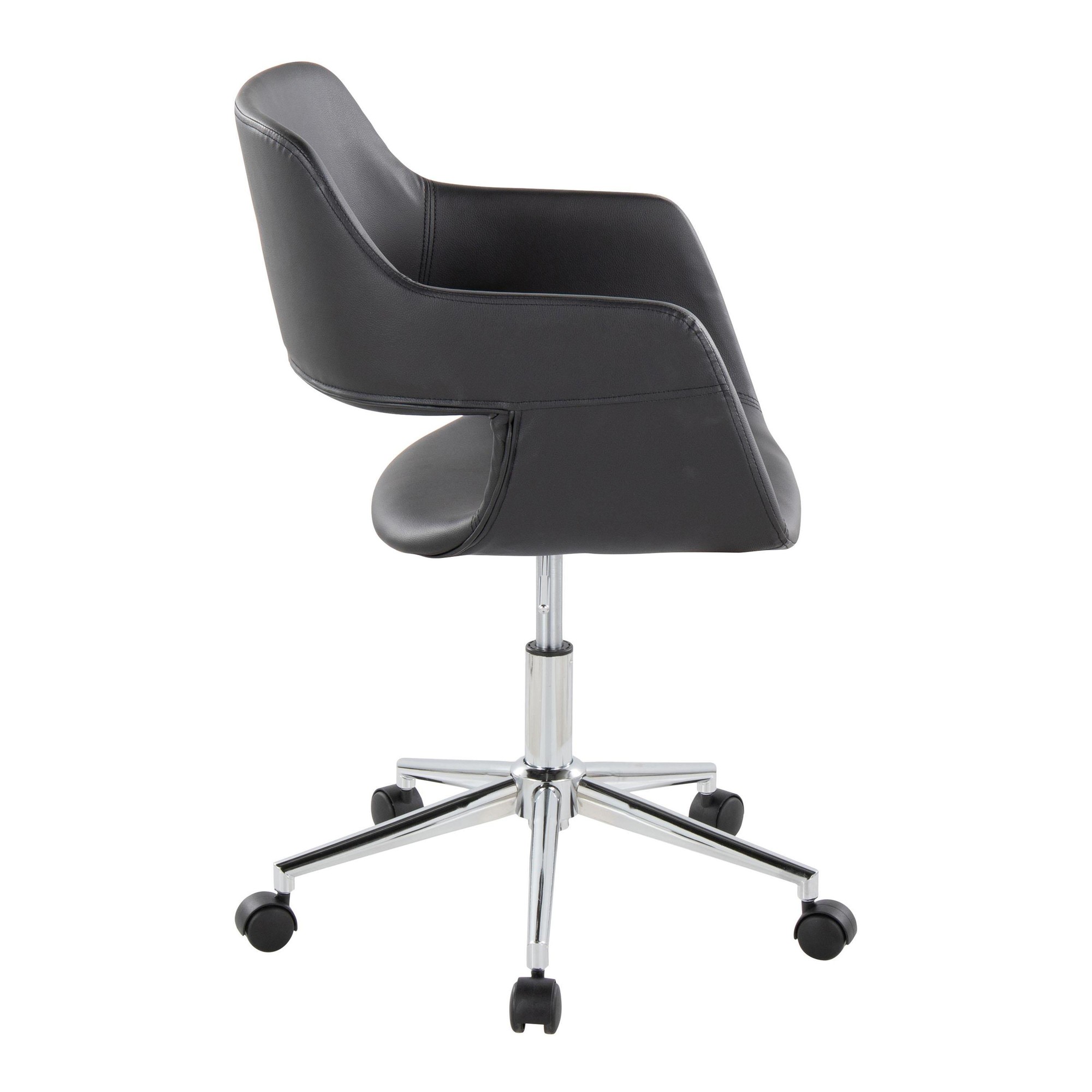 Margarite Black Faux Leather Contemporary Chrome Task Chair 4 Margarite Black Faux Leather Contemporary Chrome Task Chair - Image 4