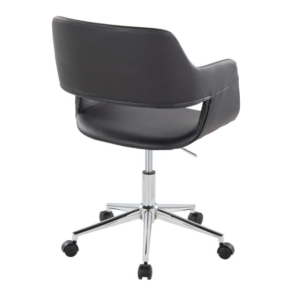 Margarite Black Faux Leather Contemporary Chrome Task Chair 4