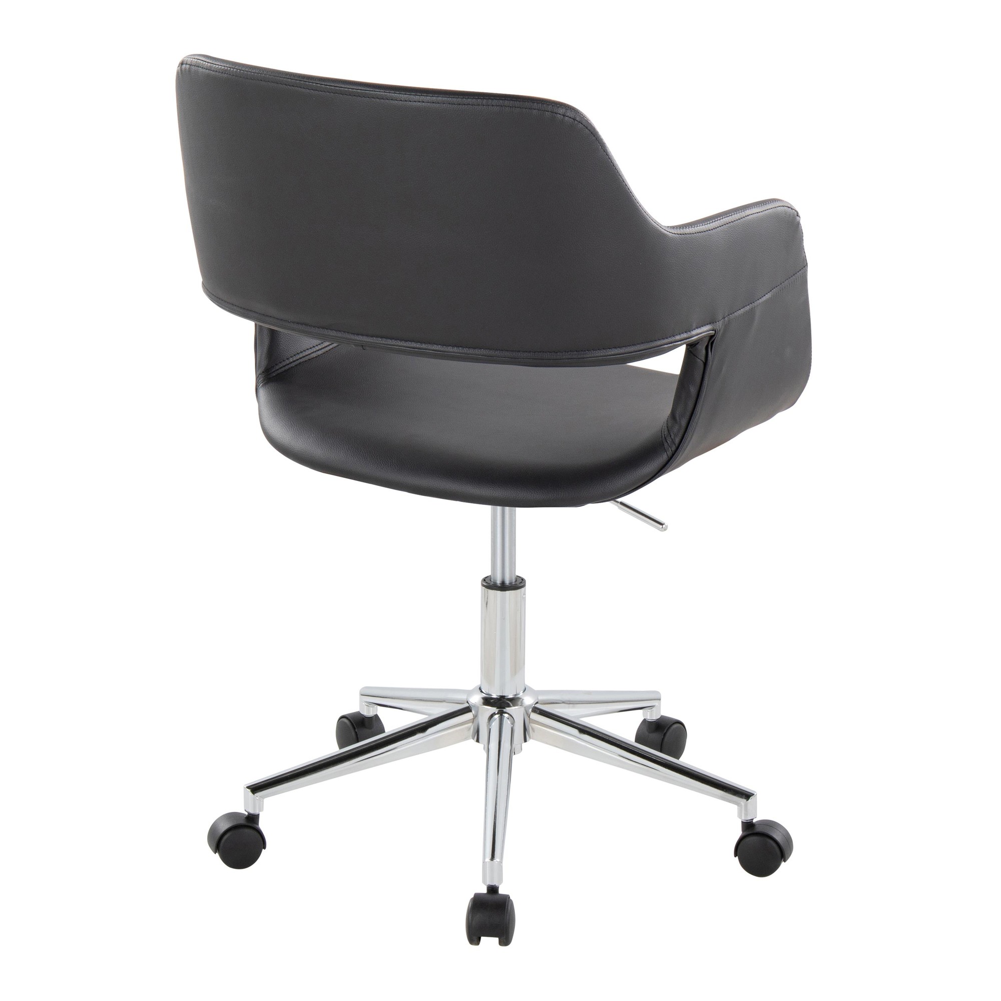 Margarite Black Faux Leather Contemporary Chrome Task Chair 5 Margarite Black Faux Leather Contemporary Chrome Task Chair - Image 5