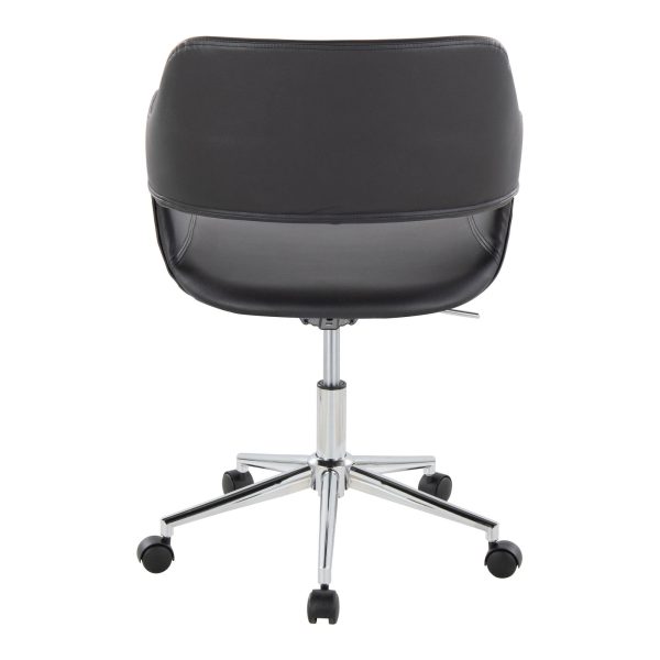 Margarite Black Faux Leather Contemporary Chrome Task Chair 5