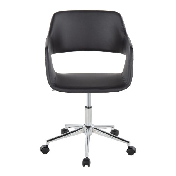 Margarite Black Faux Leather Contemporary Chrome Task Chair 6