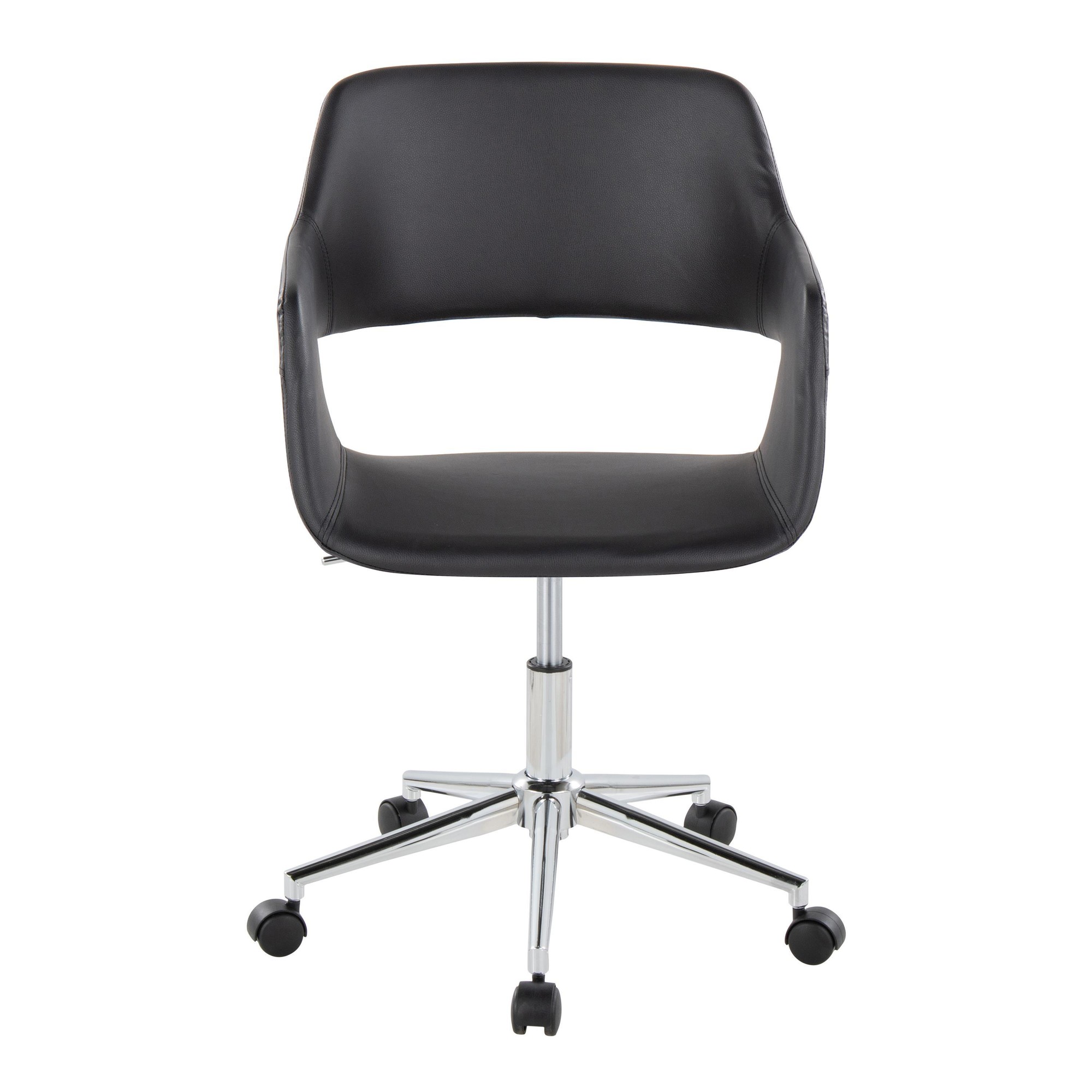 Margarite Black Faux Leather Contemporary Chrome Task Chair 7 Margarite Black Faux Leather Contemporary Chrome Task Chair - Image 7