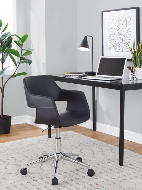 Margarite Black Faux Leather Contemporary Chrome Task Chair