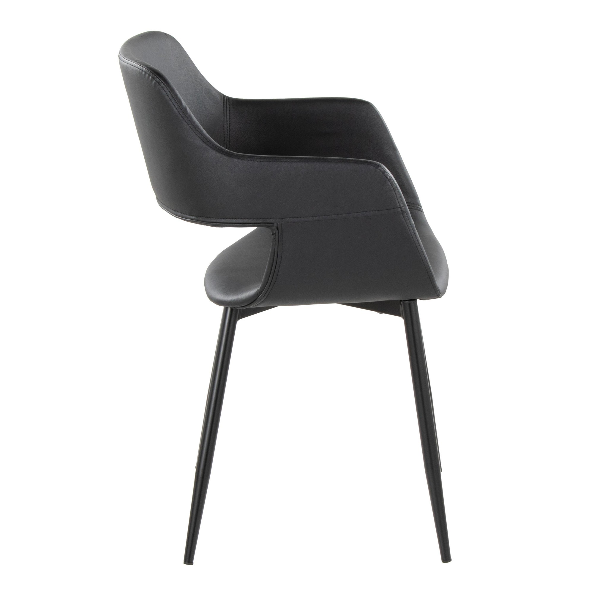 Margarite Black Faux Leather Contemporary Dining Accent Chairs (Set of 2) 3 Margarite Black Faux Leather Contemporary Dining Accent Chairs (Set of 2) - Image 3