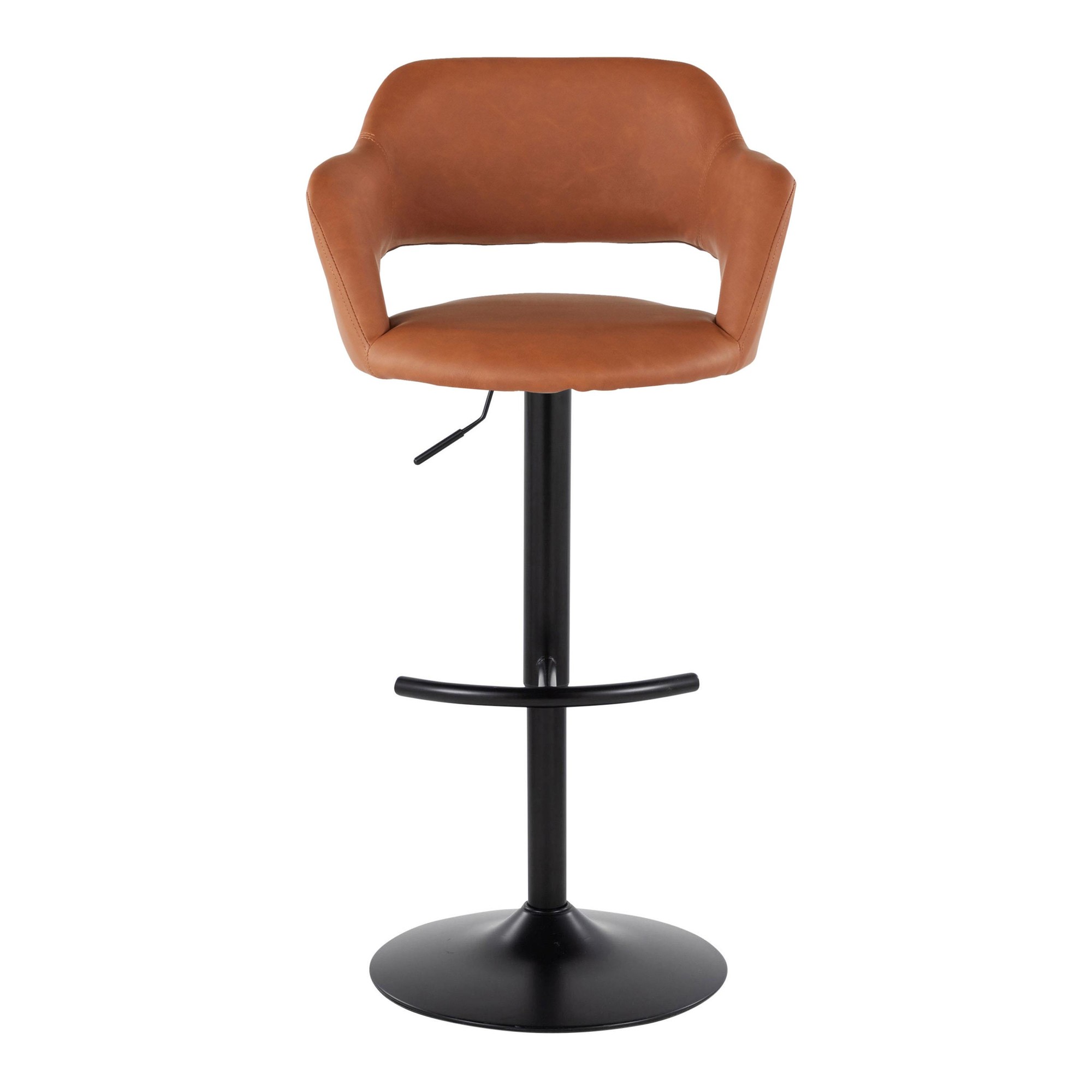 Margarite Black Metal Brown Faux Leather Barstools (Set of 2) 10 Margarite Black Metal Brown Faux Leather Barstools (Set of 2) - Image 10